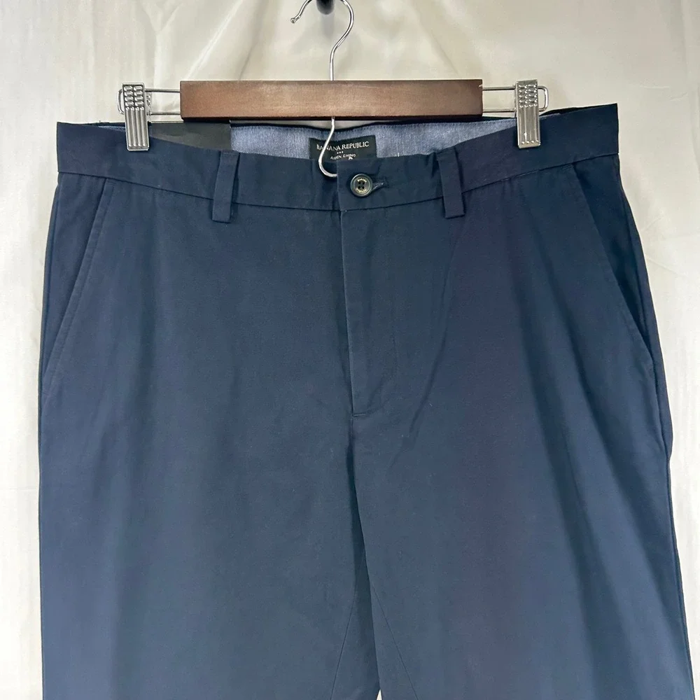 Banana Republic Aiden Chino Pants Mens 32x34 Navy Blue Slim Fit Cotton New